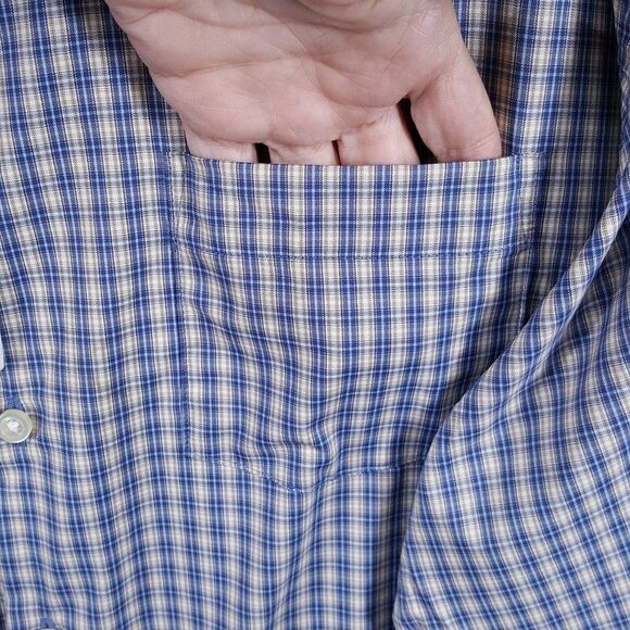 PETER MILLAR Shirt Mens Medium Blue Check Summer Comfort Prairie Performance - Picture 5 of 11